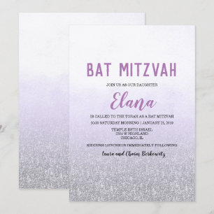 Invitation ombrée lavande pour Bat Mitzvah
