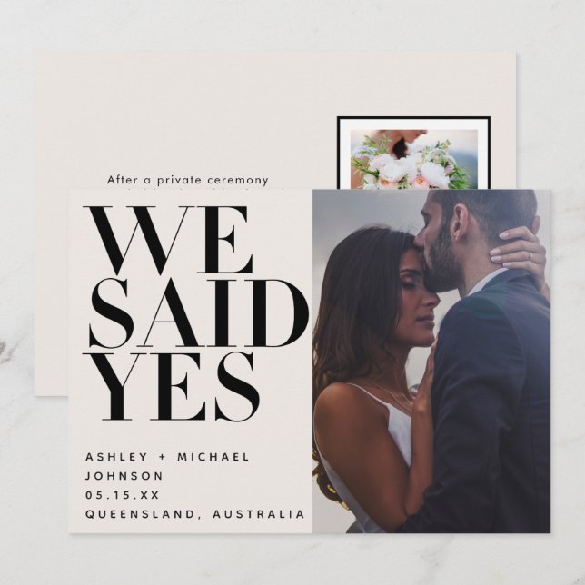 Invitation ON A DIT OUI | Blush + Black 2 Mariage photo (Devant / Derrière)