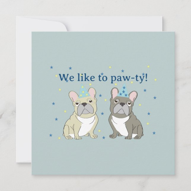 Invitation On aime faire la fête !  Bouledogue français (Devant)