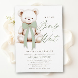 Invitation On Attend à Peine Sage Arc Ourson Moderne Baby Sho