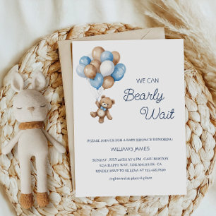 Invitation On Attend Avec Impatience - Ours en Peluche Bleu e