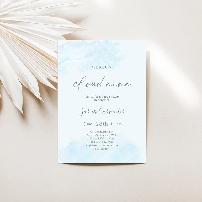 Invitation On est sur Cloud Nine Baby shower Boy (Créateur téléchargé)