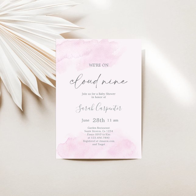 Invitation On est sur Cloud Nine Baby shower Girl (Créateur téléchargé)