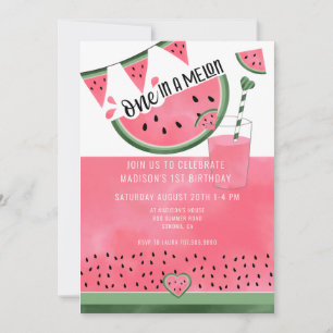 Invitation On In A Melon Watercolor Watermelon 1er anniversai