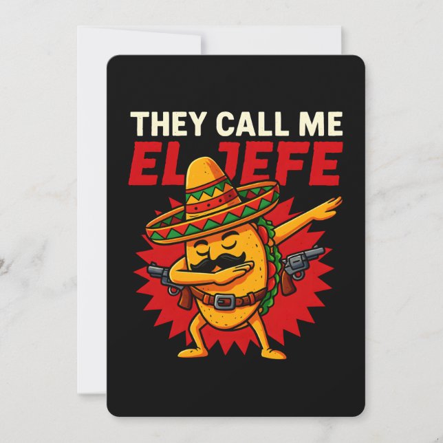 Invitation On M'Appelle El Jefe Taco Funny Boss Cinco De Mayo (Devant)