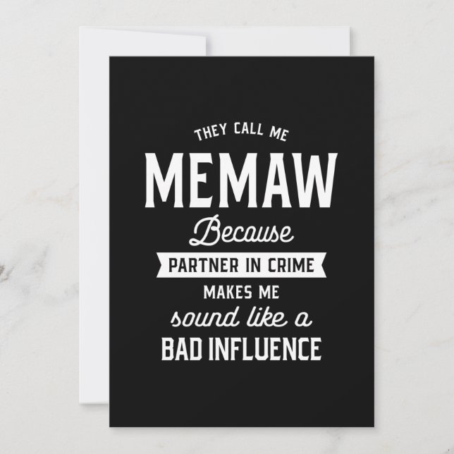 Invitation On M'Appelle Memaw Parce Qu'On Est Partenaire Dans (Devant)
