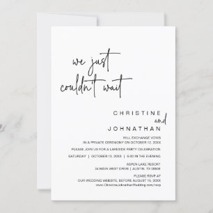 Invitation On ne pouvait pas attendre, Mariage Elopement Dinn