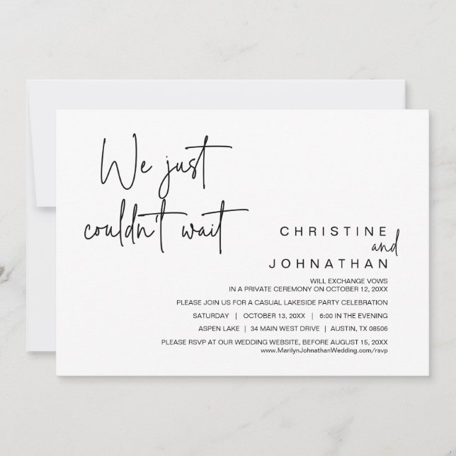 Invitation On ne pouvait pas attendre, Mariage Elopement Part (Devant)