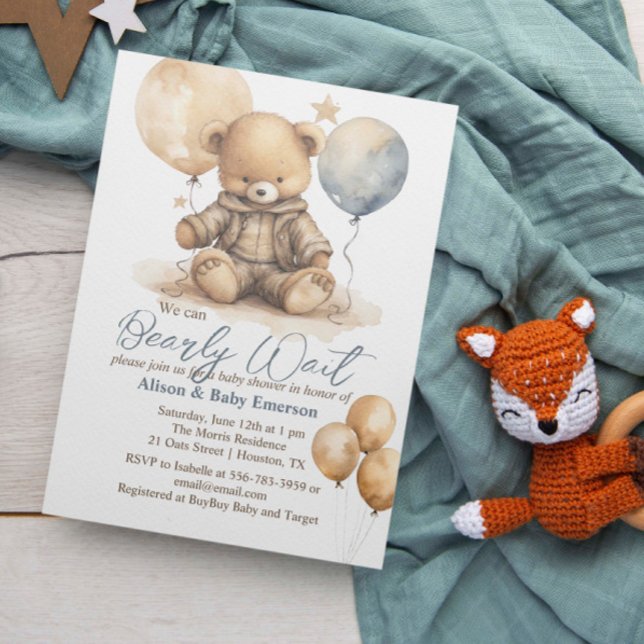 Invitation On peut à peine attendre l'invitation Baby shower  (We can Barely Wait Balloons Baby Shower Invitation)