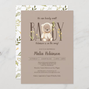 Invitation On Peut Attendre ! Baby shower d'ours en peluche j