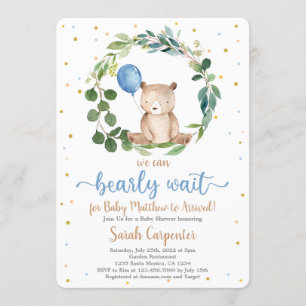 Invitation On peut attendre Baby shower Garçon