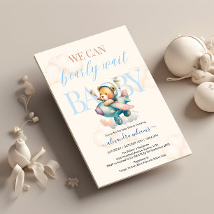 Invitation On peut attendre baby shower garçon