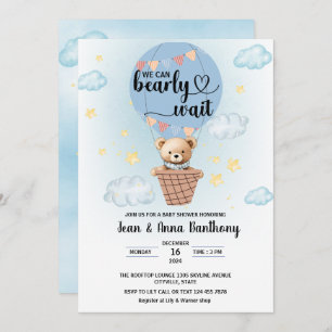 Invitation on peut attendre baby shower garçon