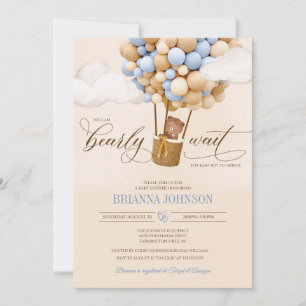 Invitation On Peut Attendre, Baby shower Garçon Ballons