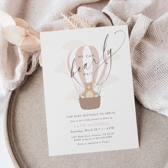 Invitation On Peut Attendre | Baby shower rose doux (Créateur téléchargé)