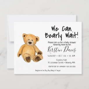 Invitation On Peut Attendre ! Baby shower Teddy Bear 