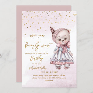 Invitation On peut attendre bébé fille 1er anniversaire