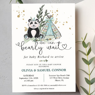Invitation On peut attendre Boho Panda Baby shower