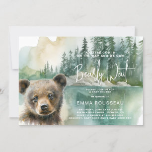Invitation On Peut Attendre De L'Aquarelle Baby shower Ours C