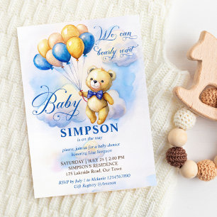 Invitation On peut attendre des ballons d'or bleu teddy migno