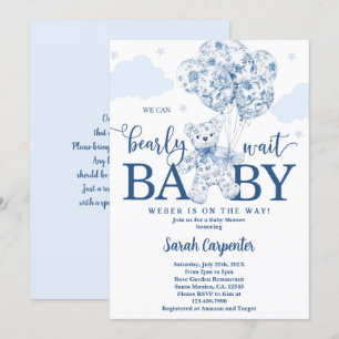 Invitation On peut attendre la chinoiserie Baby shower Boy