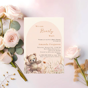 Invitation On peut attendre le Baby shower d'arc fleur sauvag