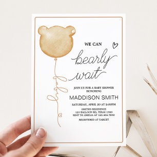 Invitation On peut attendre le Baby shower de ballon Brown