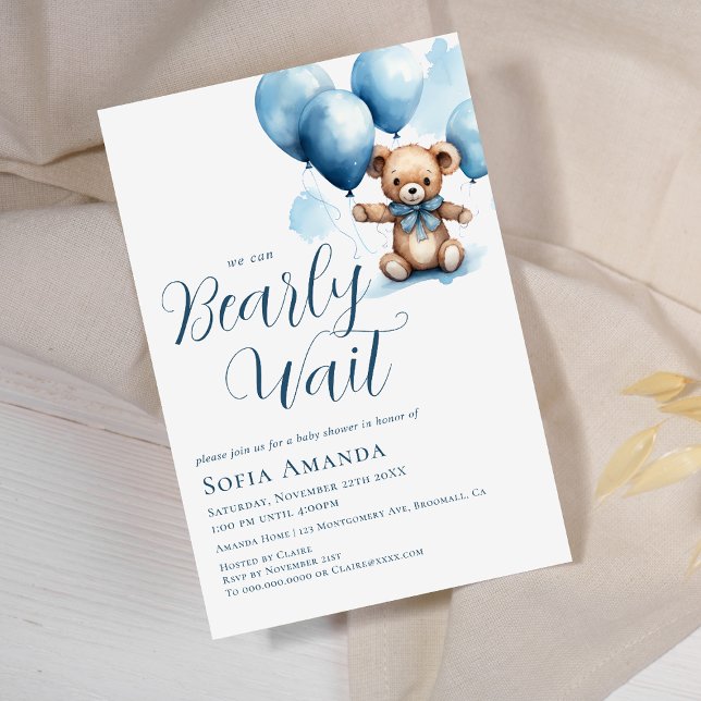 Invitation On peut attendre le Baby shower de ballon de l'our (Créateur téléchargé)