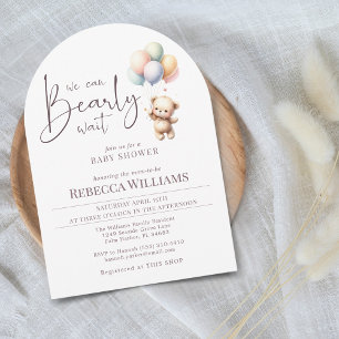 Invitation On peut attendre le baby shower de ballons d'ours