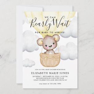 Invitation On Peut Attendre Le Baby shower De Ballons Jaunes.