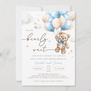 Invitation On Peut Attendre Le Baby shower De Ballons Ours En