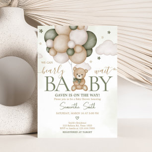 Invitation On peut attendre le Baby shower de Boho Vert