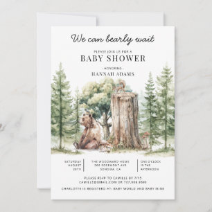 Invitation On peut attendre le Baby shower de forêt d'ours