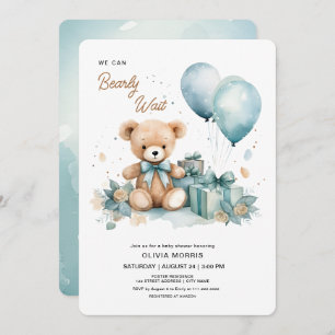 Invitation On peut attendre le Baby shower de garçon