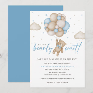 Invitation On peut attendre le Baby shower de garçon