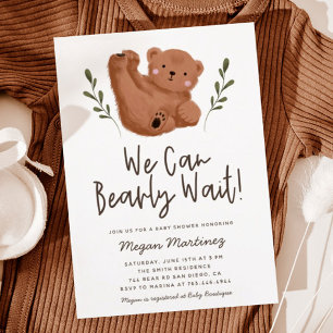 Invitation On peut attendre le Baby shower de garçon
