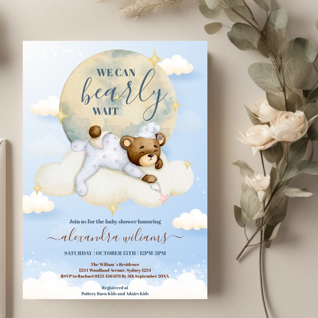 Invitation On peut attendre le Baby shower de garçon (Créateur téléchargé)