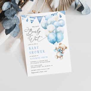 Invitation On peut attendre le Baby shower de garçon