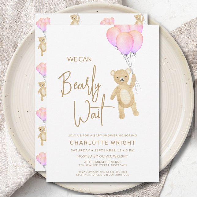Invitation On peut attendre le Baby shower de la fille (Créateur téléchargé)