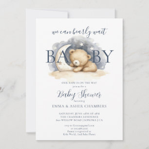Invitation On peut attendre le Baby shower de l'ours bébé