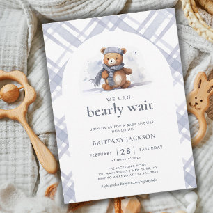 Invitation On peut attendre le Baby shower de l'ours d'hiver