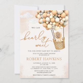 Invitation On Peut Attendre Le Baby shower De L'Ours Teddy Bo