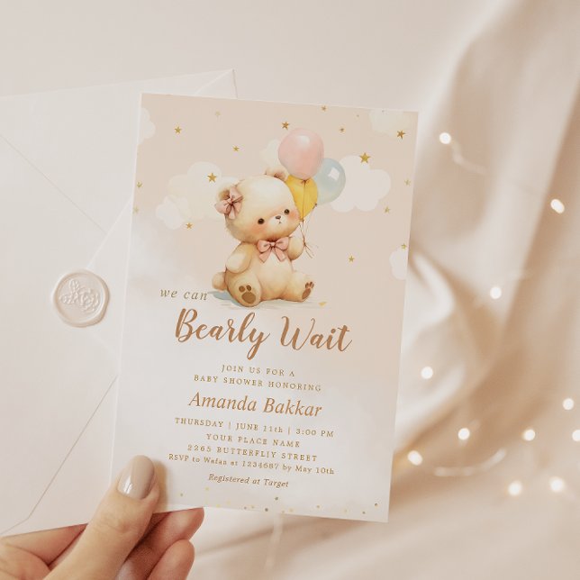 Invitation On Peut Attendre Le Baby shower De L'Ours Teddy Bo (Créateur téléchargé)