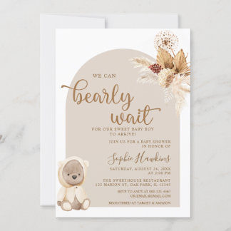 Invitation On Peut Attendre Le Baby shower De L'Ours Teddy Bo