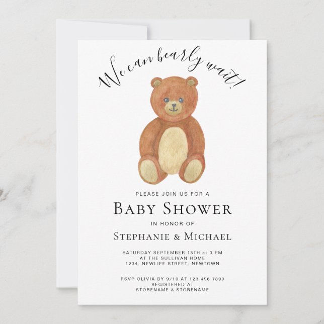 Invitation On peut attendre le Baby shower des couples (Devant)