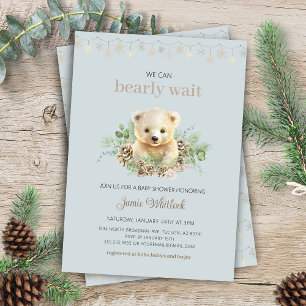 Invitation On peut attendre le Baby shower d'hiver Blue Boy