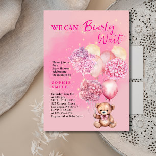 Invitation On peut attendre le baby shower d'hydrangée rougis