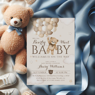 Invitation On peut attendre le Baby shower d'ours de ballon