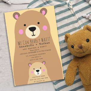 Invitation On peut attendre le Baby shower d'ours de maman