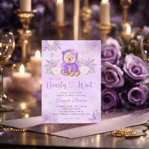 Invitation On peut attendre le baby shower d'ours en peluche 